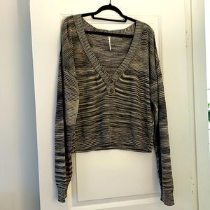 Free People Sweater - green, brown, cream - size medium